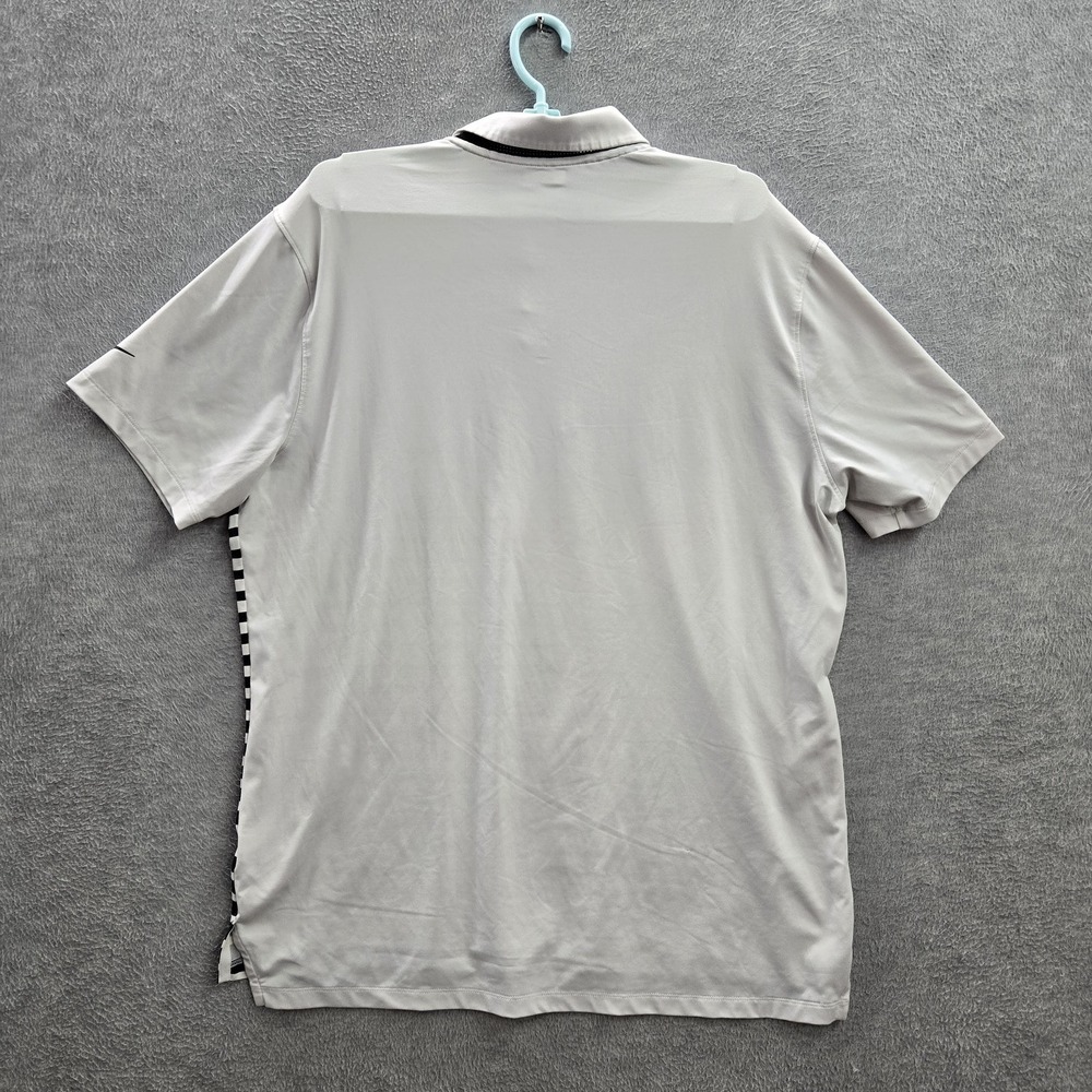 Nike Men Polo L White Striped Vapor Swoosh Logo Dri Fit Golf Short Sleeve - Picture 11 of 11